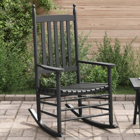 vidaXL Rocking Chair with Curved Seat Black Solid Wood Poplar (1/6)