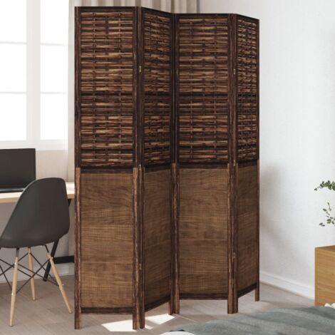 vidaXL Room Divider 4 Panels Dark Brown Solid Wood Paulownia (1/5)