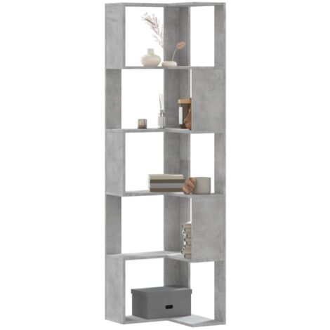 vidaXL Bibliothèque d'angle à 5 niveaux gris béton bois d'ingénierie