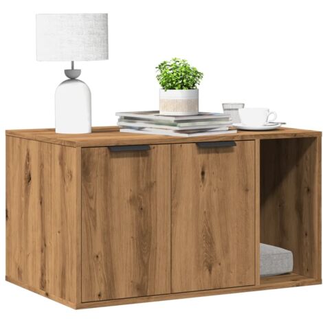Vidaxl – Meuble bac à litière pour chat en bois d'ingénierie chêne artisanal – Dimensions 80x50x45 cm – Facile à nettoyer et à assembler