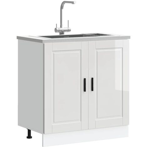 Meuble bas pour évier Porto blanc brillant 80x46x81,5 cm vidaXL
