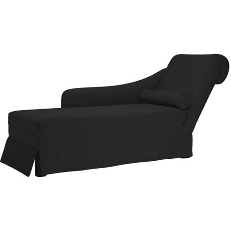 vidaXL Chaise Lounge with Bolster and Right Armrest Black Velvet