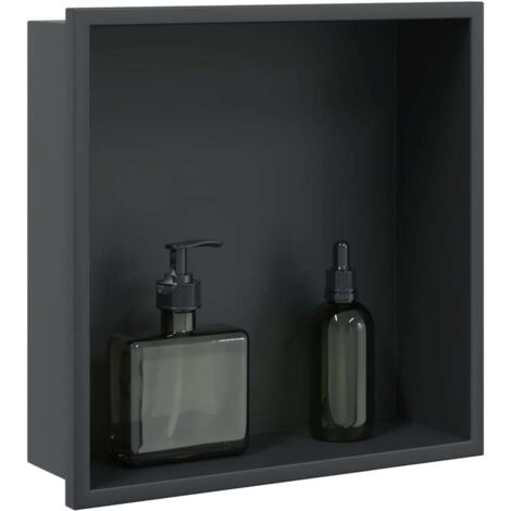 Vidaxl – Niche de douche en acier inoxydable noir mat 32x32x9 cm – Encastrée pour salle de bains – Résistante à la corrosion – Accès facile