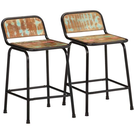 vidaXL Tabourets de bar lot de 2 46x35,5x70cm bois massif récupération