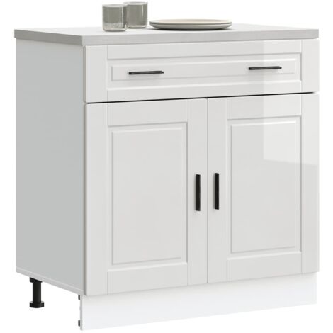 Vidaxl – Armoire de cuisine Porto en bois d'ingénierie – Finition haute brillance blanche – Dimensions 80x70x40cm – Espace de rangement optimisé (1/5)