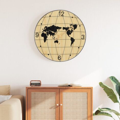vidaXL Wall Clock Yellow and Black Ø50 cm Engineered Wood (1/5)