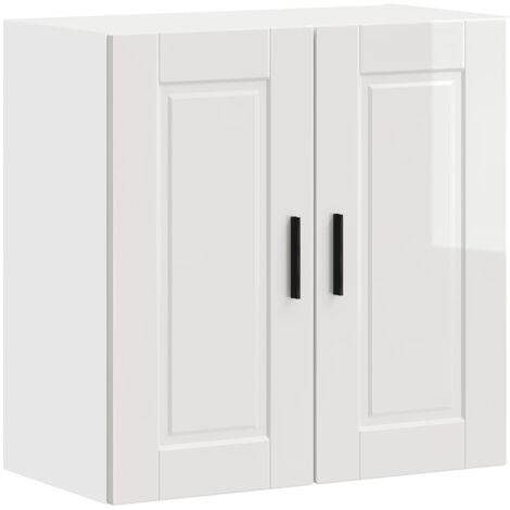 vidaXL Armoire murale de cuisine Porto blanc brillant bois ingénierie