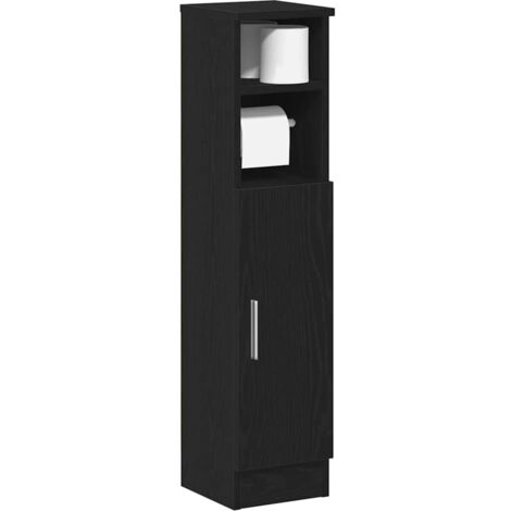 Vidaxl – Meuble sous vasque simple noir 20,5x22x90 cm – Bois d'ingénierie résistant à l'humidité – Porte-rouleau intégré – Grand espace de rangement