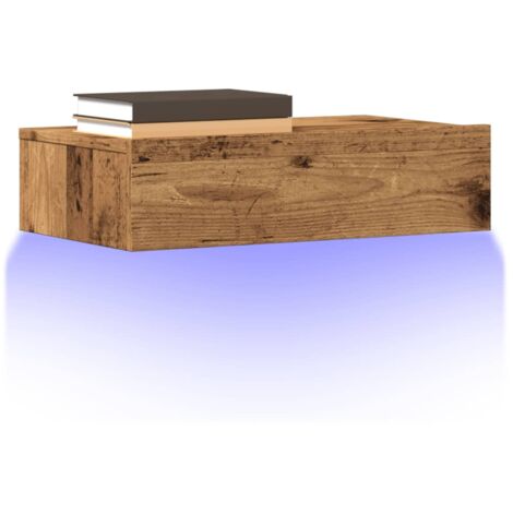 Vidaxl – Meuble TV vieux bois 60x35x15,5 cm avec éclairage LED – Bois d'ingénierie durable – Capacité de charge 60 kg – Fixation murale possible