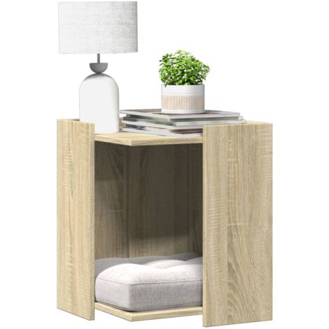Vidaxl – Meuble bac à litière pour chat – Chêne sonoma – Bois d'ingénierie – Dimensions 42x42x51 cm – Capacité 70 kg