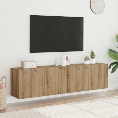 Vidaxl – Meuble TV mural 2 pièces en bois d'ingénierie – Dimensions 80x30x41 cm – Grand espace de rangement – Design moderne