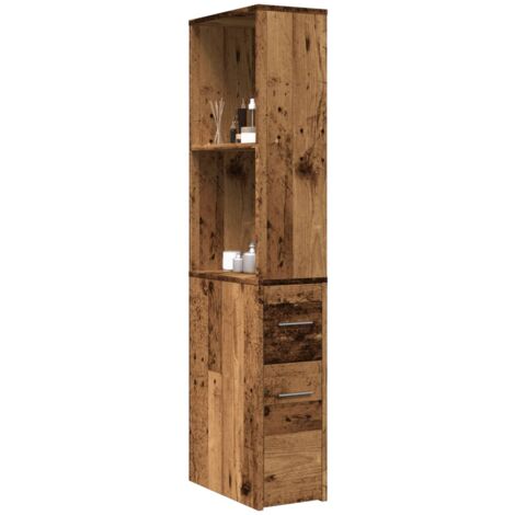 Vidaxl – Armoire de salle de bain étroite avec roues – Bois d'ingénierie résistant à l'humidité – Grand espace de rangement – Dimensions compactes