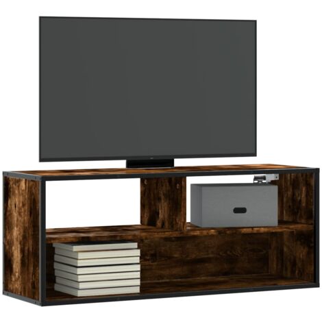 vidaXL TV Cabinet Smoked Oak 100x31x39,5 cm Engineered Wood and Metal (1/5)