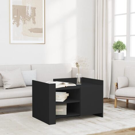 vidaXL Table basse noir 80x50x50 cm bois d'ingénierie (1/5)