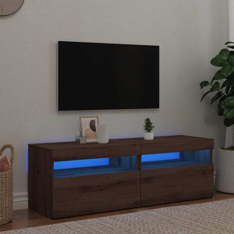 vidaXL Meubles TV avec lumières LED 2 pcs chêne artisanal