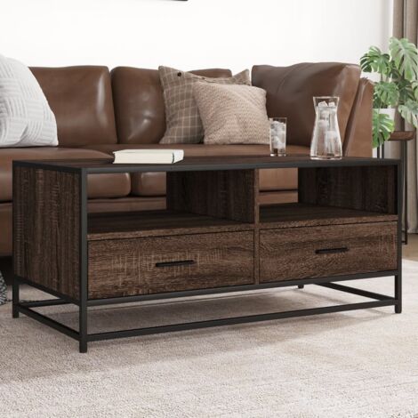 vidaXL Table basse chêne marron 100x50x45cm bois d'ingénierie et métal (1/5)