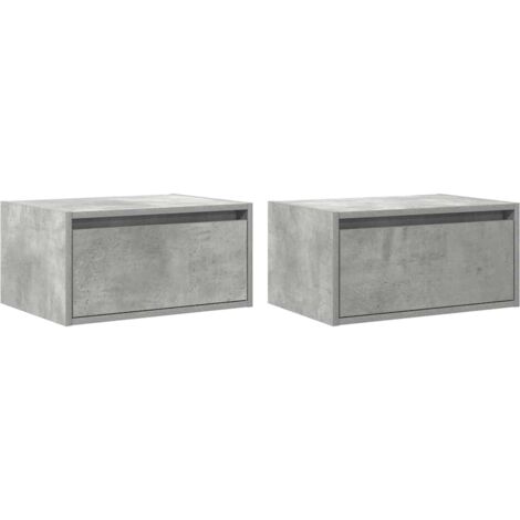 vidaXL Tables de chevet murales avec lumières LED 2 pcs gris béton (1/5)