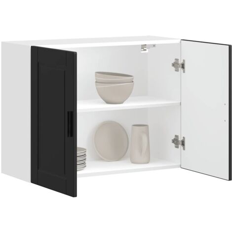 vidaXL Kitchen Wall Cabinet "Porto" Black Engineered Wood