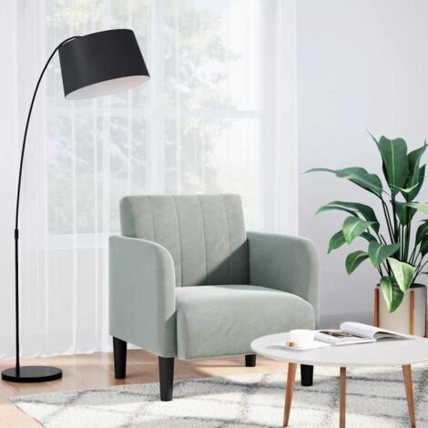 vidaXL Sofa Chair with Armrests Light Grey 54 cm Velvet