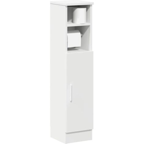 Vidaxl – Meuble de salle de bain blanc 20,5x22x90 cm – Bois d'ingénierie – Porte-rouleau intégré – Installation personnalisable