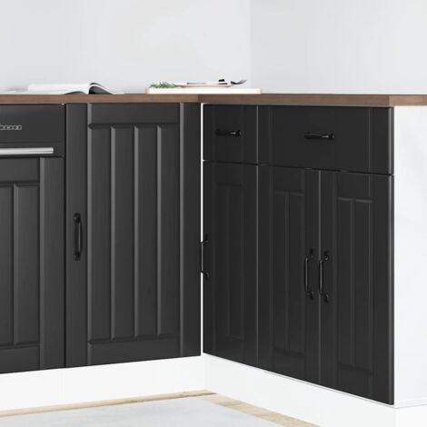vidaXL Meuble de base de lavabo Lucca noir bois d'ingénierie