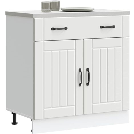 Vidaxl – Élément haut de cuisine – Armoire basse pour évier – Bois d'ingénierie blanc – Portes pratiques – Pieds réglables – Grand espace de rangement (1/5)