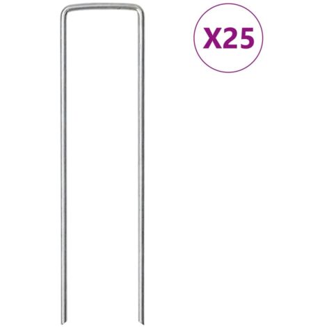 vidaXL Ground Pegs U Shape 25 pcs 15x3,5 cm Galvanised steel