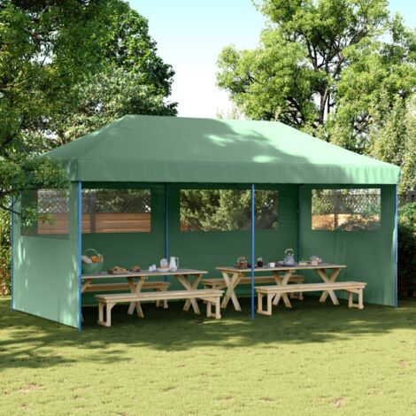 vidaXL Tente de réception pliable escamotable 3 parois latérales vert (1/5)