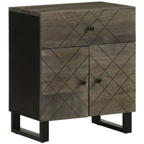 vidaXL Bedside Cabinet Black 50x33x60 cm Solid Wood Mango (1/6)