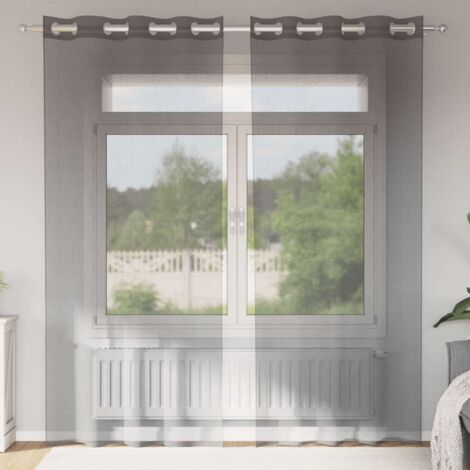vidaXL Rideaux en voile avec œillets 2 pcs marron clair (1/5)