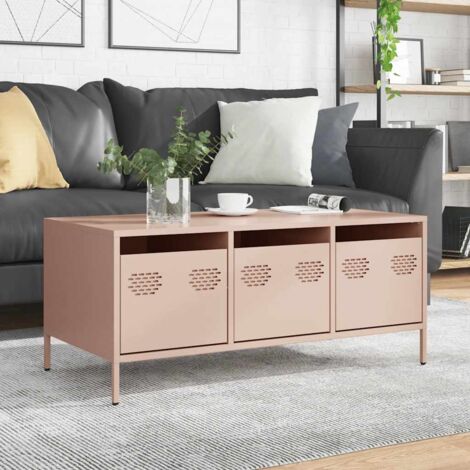 vidaXL Table basse rose 101,5x50x43,5 cm acier laminé à froid (1/5)
