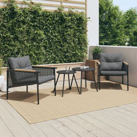 vidaXL Garden Chairs with Cushions 2 pcs Black Steel (1/5)