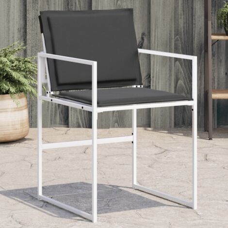 vidaXL Garden Chairs with Cushions 4 pcs White Steel and Textilene (1/5)