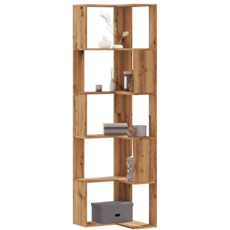 Bibliothèque d'angle 5 niveaux chêne artisanal bois ingénierie vidaXL