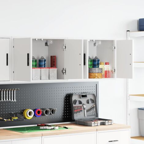 Vidaxl – Armoires murales de garage 2 pcs – Dimensions 60x30x41 cm – Bois d'ingénierie blanc – Capacité de charge 60 kg (1/5)