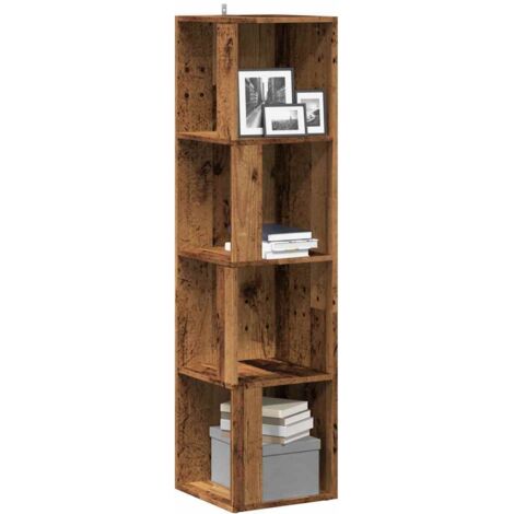 Vidaxl – Armoire d'angle vieux bois 33x33x132 cm – Bois d'ingénierie – Résistante à l'humidité – Idéale pour petits espaces
