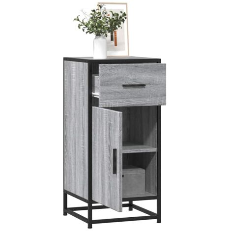 vidaXL Sideboard Grey Sonoma 35,5x35x76 cm Engineered Wood and Metal (1/5)