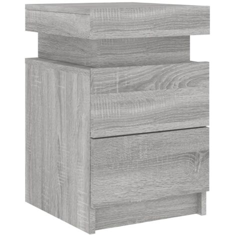 Vidaxl – Table de chevet sonoma gris avec lumières LED – Bois d'ingénierie – Dimensions 35x39x55 cm – Rangement pratique pour livres et objets