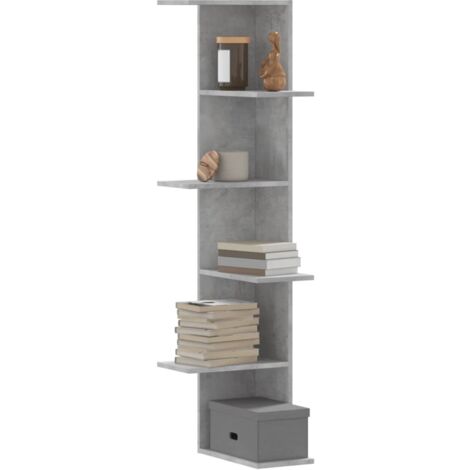 vidaXL Wall Corner Shelf Concrete Grey 36,5x36,5x140 cm Engineered Wood