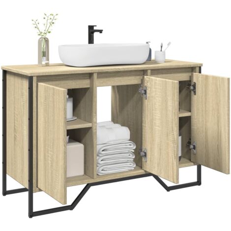 Vidaxl – Meuble sous vasque simple 91x35x60 cm – Bois d'ingénierie – Résistant à l'humidité – Grand espace de rangement
