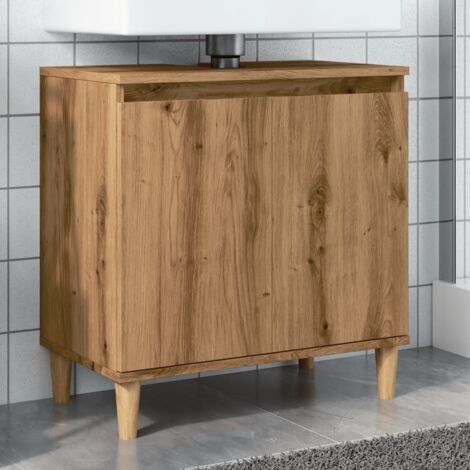 Vidaxl – Meuble sous vasque simple en bois d'ingénierie 58x33x60 cm – Résistant à l'humidité – Grand espace de rangement – Pour salle de bain moderne (1/6)