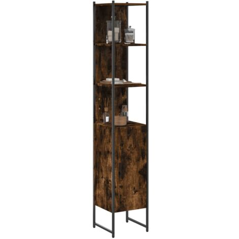vidaXL Armoire de bain chêne fumé 33x33x185,5 cm bois d'ingénierie