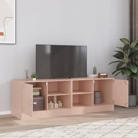 Vidaxl – Meuble TV 2 pièces rose 67x39x44 cm – Acier laminé à froid – Grand espace de rangement – Poignée pratique (1/5)