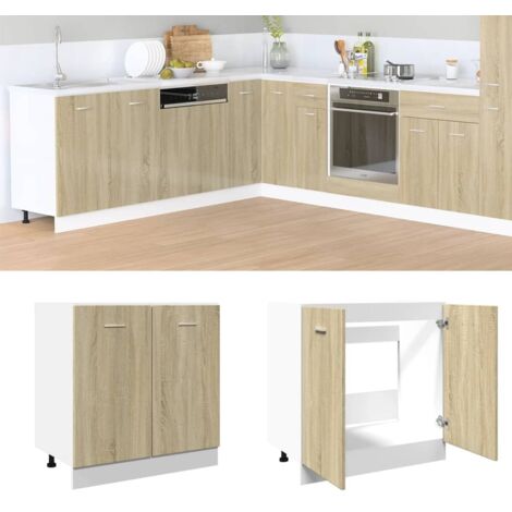 Vidaxl – Meuble bas Lyon en chêne sonoma 80 x 46 x 81,5 cm – Bois d'ingénierie résistant à l'humidité – Rangement avec 2 portes