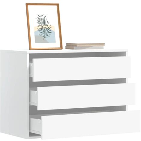 Vidaxl – Commode enfant 3 tiroirs blanche 80x41x58 cm – Bois d'ingénierie résistant à l'humidité – Grand espace de rangement – Idéale pour chambre (1/5)