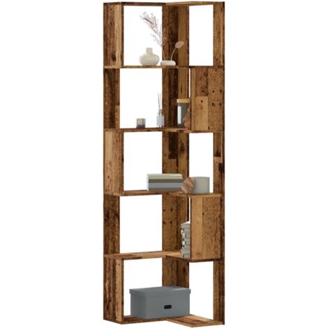 Vidaxl – Bibliothèque d'angle 5 niveaux en bois d'ingénierie – Dimensions 50x50x179 cm – Résistante à l'humidité et déformation – Optimisée pour petits espaces