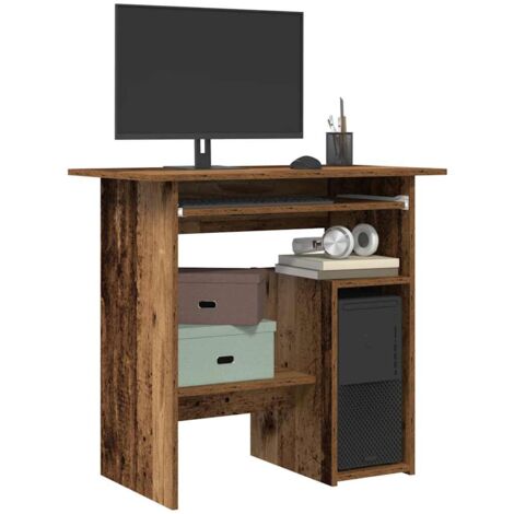 Vidaxl – Bureau droit vieux bois 80x45x74 cm – Bois d'ingénierie – Armoire intégrée – Résistant à l'humidité et à la déformation