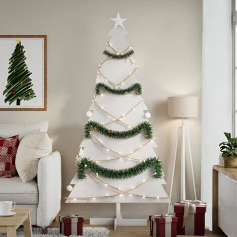 vidaXL Arbre de Noël en bois pour décoration blanc 180 cm pin massif (1/5)