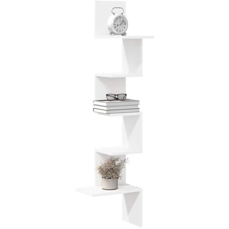vidaXL Wall Corner Shelf White 32x32x127,5 cm Engineered Wood