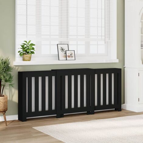 vidaXL Cache-radiateur noir 205x21,5x83,5 cm bois d'ingénierie